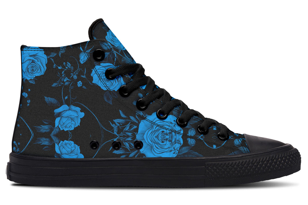 Midnight Rose Romance High Tops - Classic Premium Canvas Shoes with Comfortable and Durable Soles