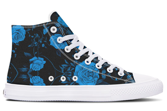 Midnight Rose Romance High Tops - Classic Premium Canvas Shoes with Comfortable and Durable Soles