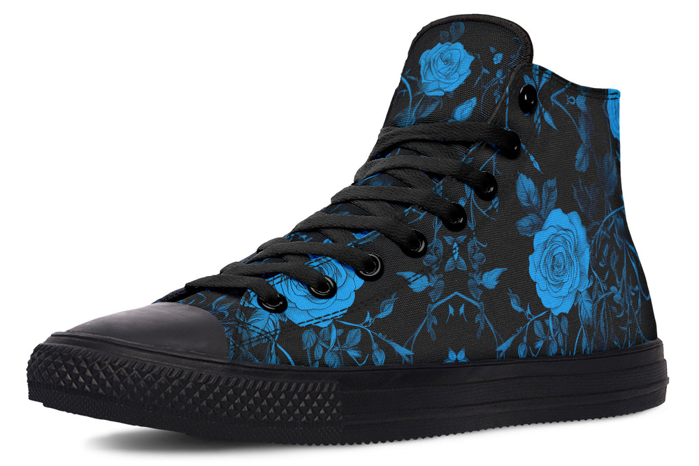 Midnight Rose Romance High Tops - Classic Premium Canvas Shoes with Comfortable and Durable Soles