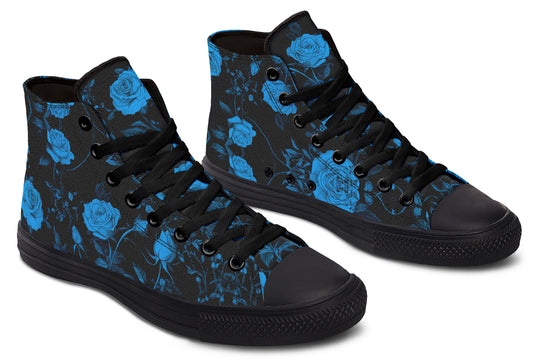 Midnight Rose Romance High Tops - Classic Premium Canvas Shoes with Comfortable and Durable Soles