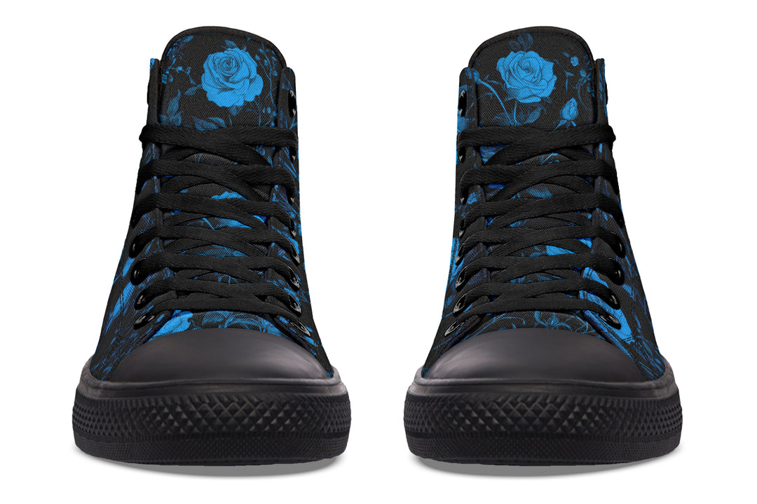 Midnight Rose Romance High Tops - Classic Premium Canvas Shoes with Comfortable and Durable Soles