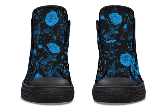 Midnight Rose Romance High Tops - Classic Premium Canvas Shoes with Comfortable and Durable Soles