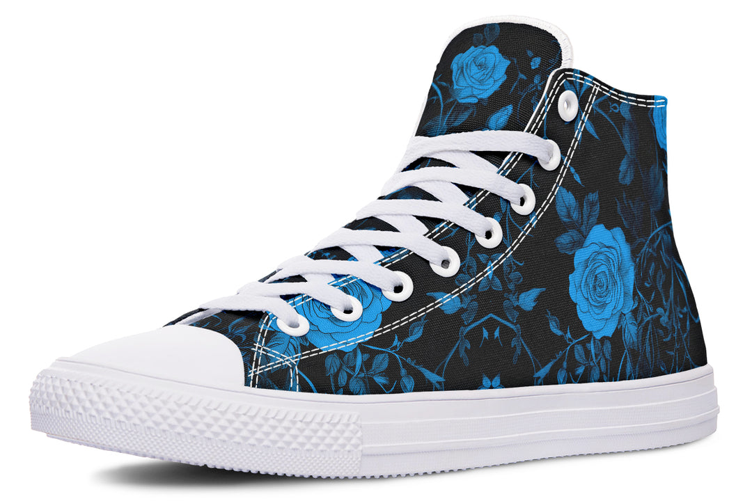 Midnight Rose Romance High Tops - Classic Premium Canvas Shoes with Comfortable and Durable Soles