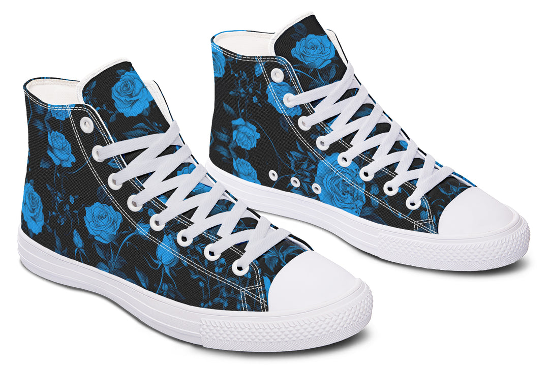 Midnight Rose Romance High Tops - Classic Premium Canvas Shoes with Comfortable and Durable Soles