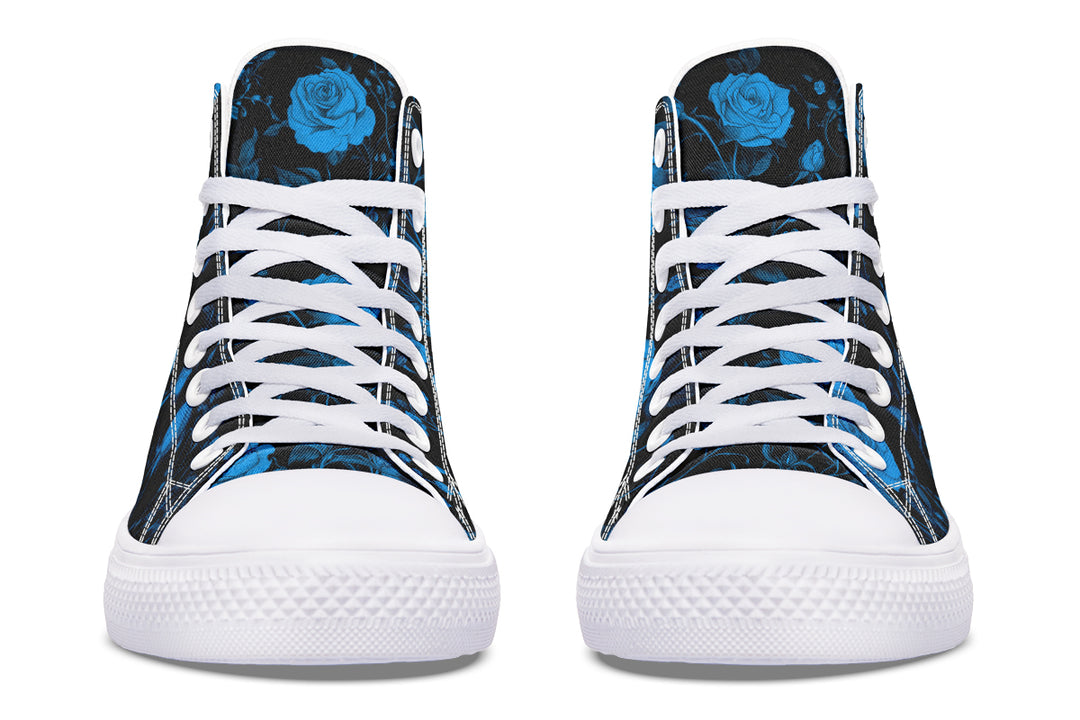 Midnight Rose Romance High Tops - Classic Premium Canvas Shoes with Comfortable and Durable Soles