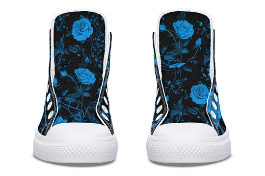 Midnight Rose Romance High Tops - Classic Premium Canvas Shoes with Comfortable and Durable Soles