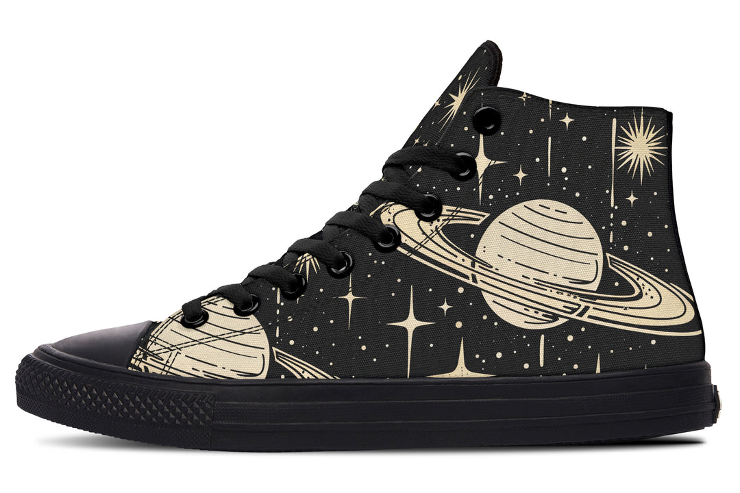 Rings of Saturn High Tops - Classic Premium Canvas Shoes with Comfortable and Durable Soles