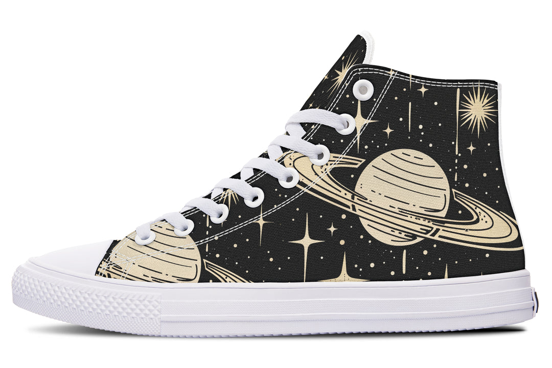 Rings of Saturn High Tops - Classic Premium Canvas Shoes with Comfortable and Durable Soles