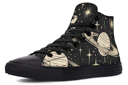 Rings of Saturn High Tops - Classic Premium Canvas Shoes with Comfortable and Durable Soles