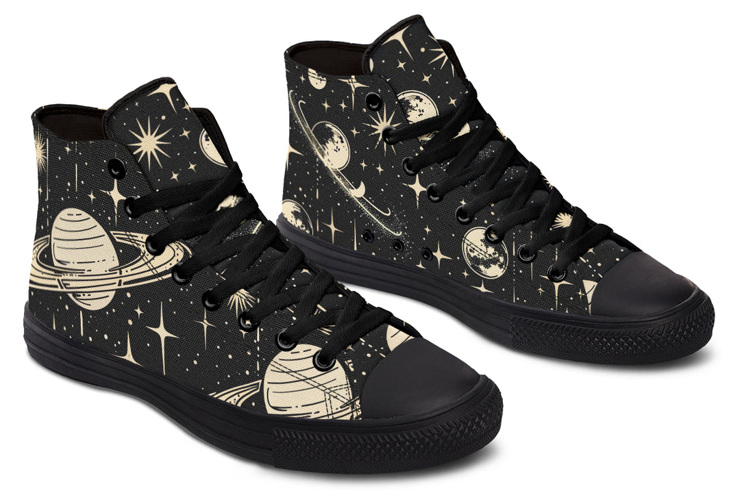 Rings of Saturn High Tops - Classic Premium Canvas Shoes with Comfortable and Durable Soles