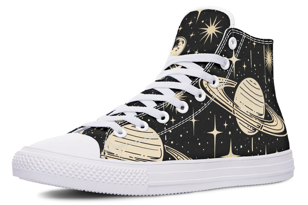 Rings of Saturn High Tops - Classic Premium Canvas Shoes with Comfortable and Durable Soles