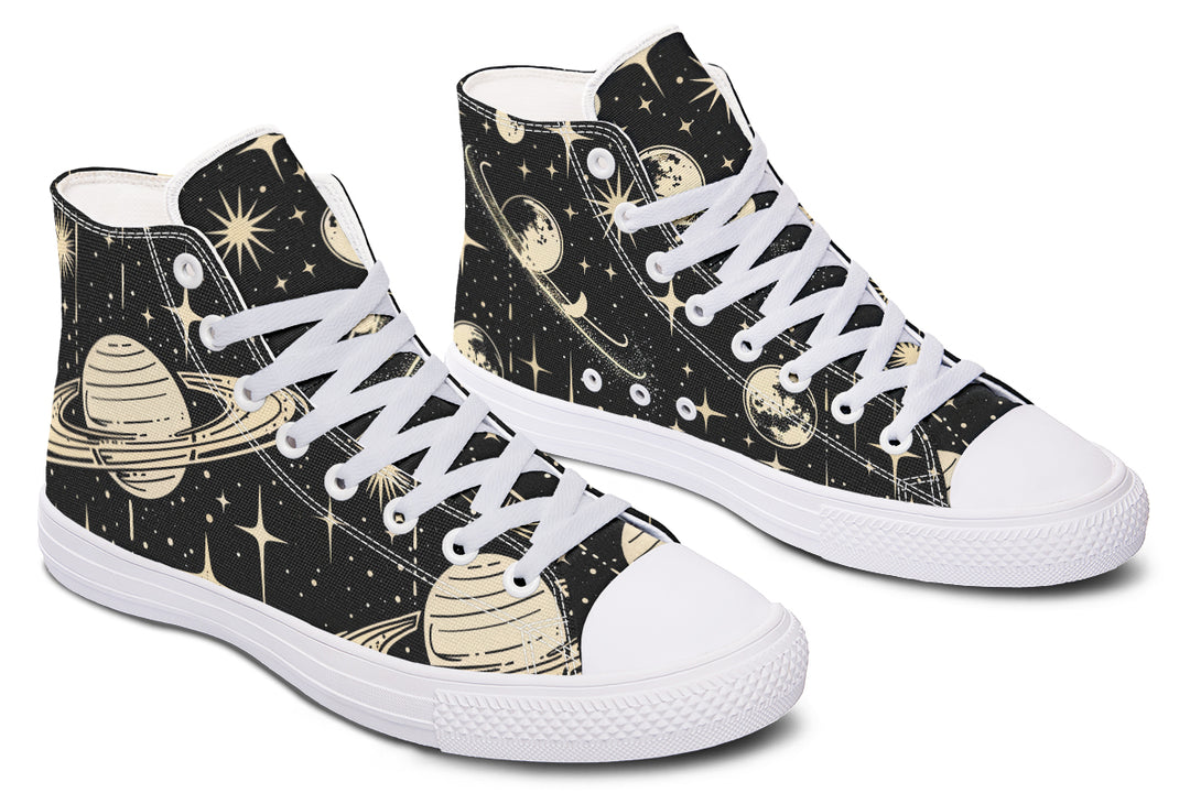 Rings of Saturn High Tops - Classic Premium Canvas Shoes with Comfortable and Durable Soles