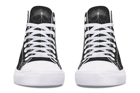 Moonbound Wolf High Tops - Classic Premium Canvas Shoes with Comfortable and Durable Soles