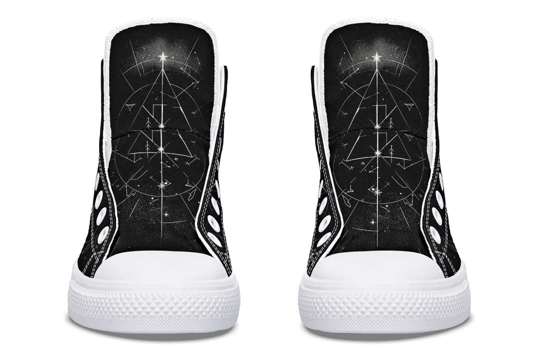 Moonbound Wolf High Tops - Classic Premium Canvas Shoes with Comfortable and Durable Soles