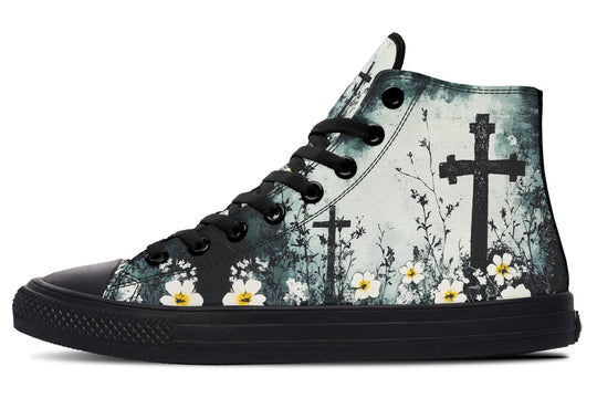 Mourning Petals High Tops - Classic Premium Canvas Shoes with Comfortable and Durable Soles