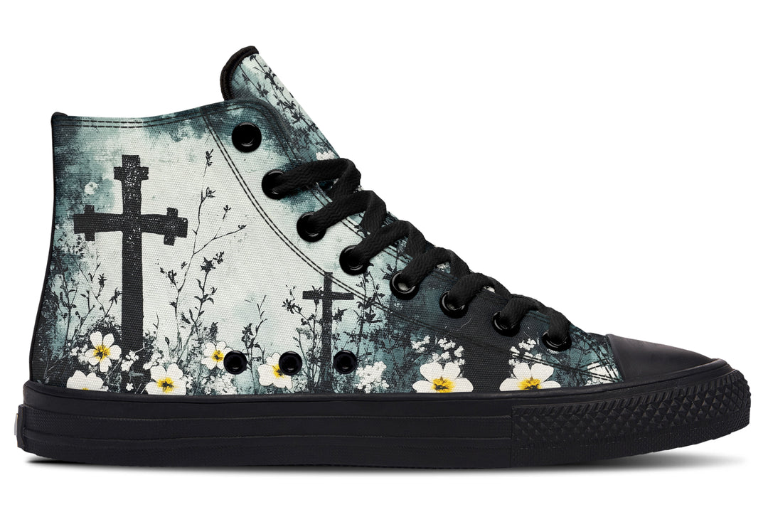 Mourning Petals High Tops - Classic Premium Canvas Shoes with Comfortable and Durable Soles