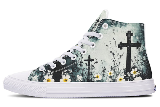 Mourning Petals High Tops - Classic Premium Canvas Shoes with Comfortable and Durable Soles