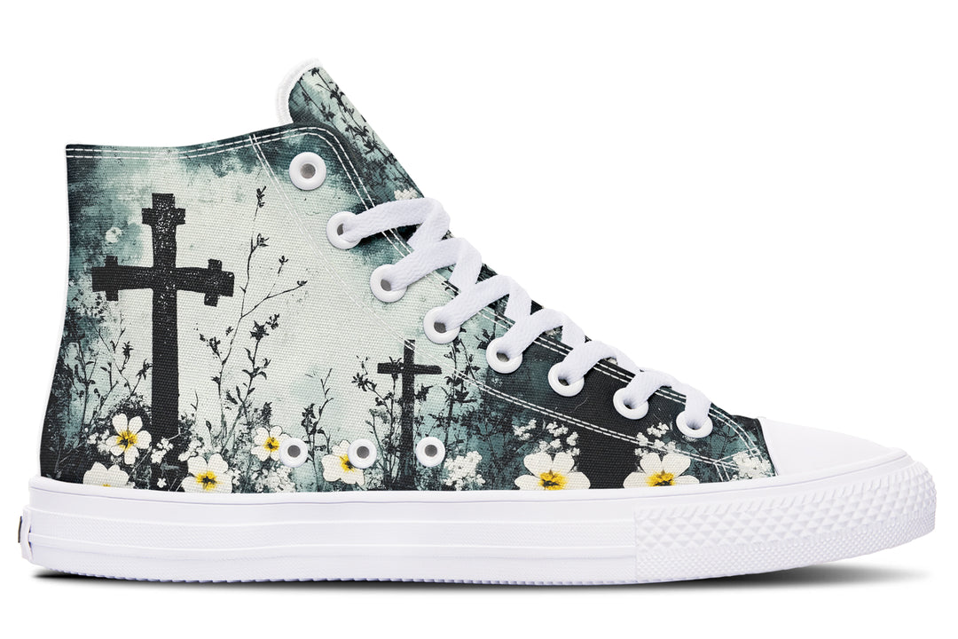 Mourning Petals High Tops - Classic Premium Canvas Shoes with Comfortable and Durable Soles