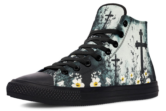 Mourning Petals High Tops - Classic Premium Canvas Shoes with Comfortable and Durable Soles