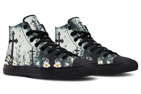 Mourning Petals High Tops - Classic Premium Canvas Shoes with Comfortable and Durable Soles