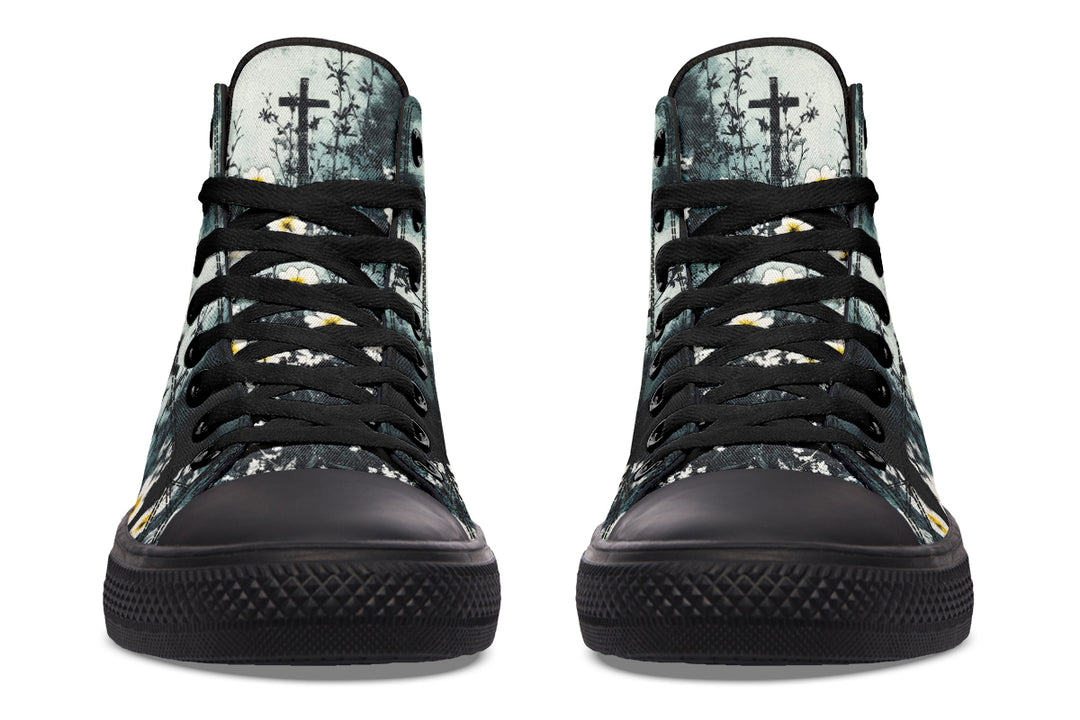 Mourning Petals High Tops - Classic Premium Canvas Shoes with Comfortable and Durable Soles