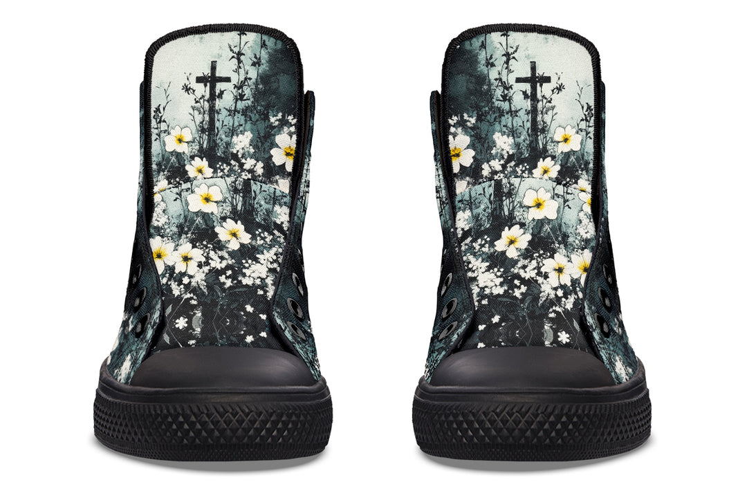 Mourning Petals High Tops - Classic Premium Canvas Shoes with Comfortable and Durable Soles