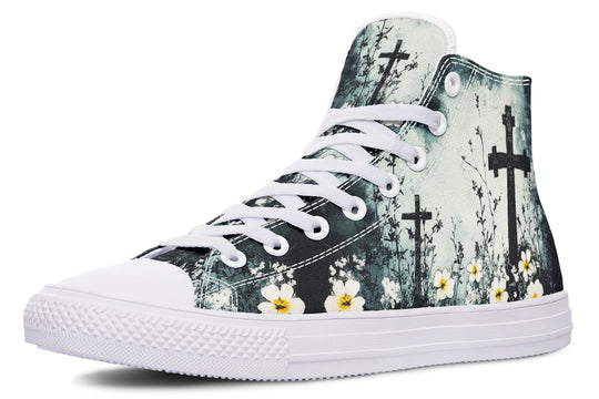 Mourning Petals High Tops - Classic Premium Canvas Shoes with Comfortable and Durable Soles