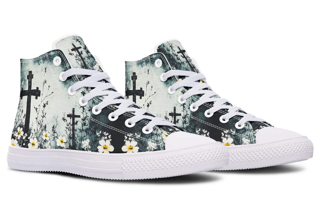 Mourning Petals High Tops - Classic Premium Canvas Shoes with Comfortable and Durable Soles