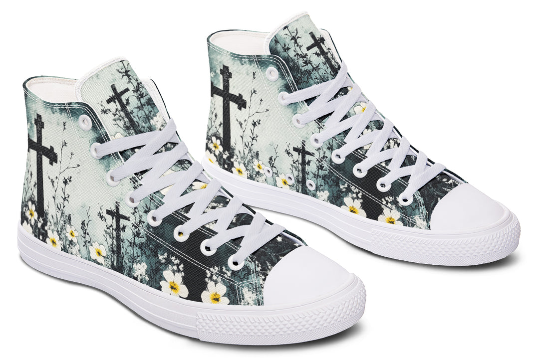 Mourning Petals High Tops - Classic Premium Canvas Shoes with Comfortable and Durable Soles