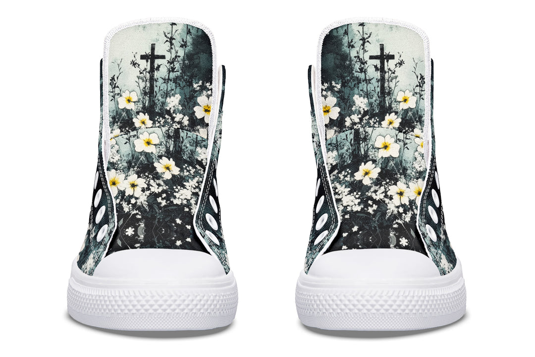 Mourning Petals High Tops - Classic Premium Canvas Shoes with Comfortable and Durable Soles