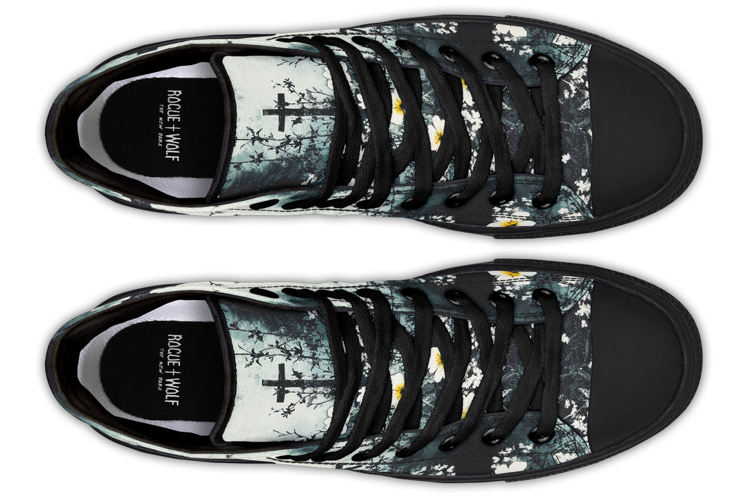 Mourning Petals High Tops - Classic Premium Canvas Shoes with Comfortable and Durable Soles