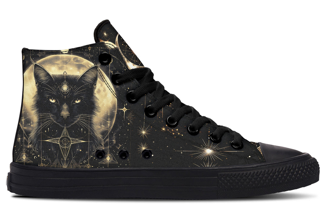 Mystic Cat High Tops - Classic Premium Canvas Shoes with Comfortable and Durable Soles