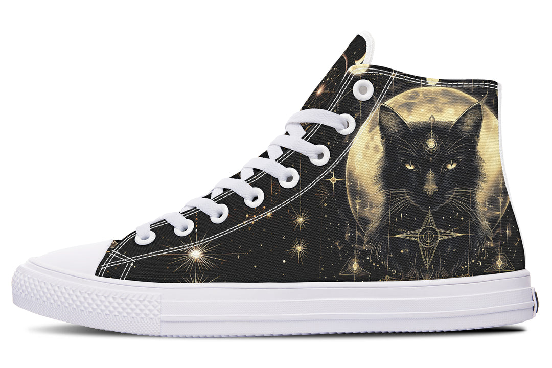 Mystic Cat High Tops - Classic Premium Canvas Shoes with Comfortable and Durable Soles