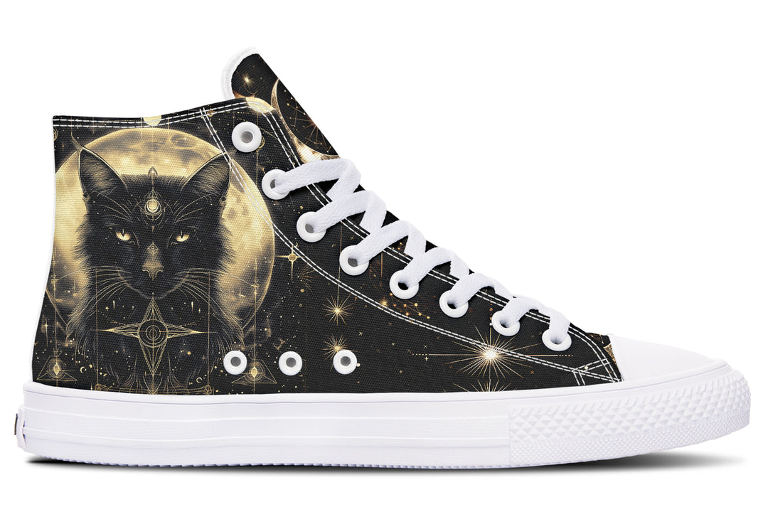 Mystic Cat High Tops - Classic Premium Canvas Shoes with Comfortable and Durable Soles