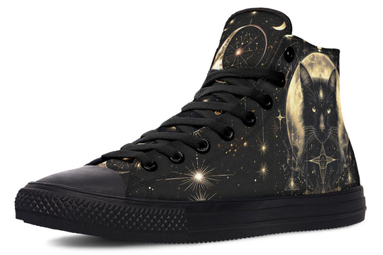 Mystic Cat High Tops - Classic Premium Canvas Shoes with Comfortable and Durable Soles