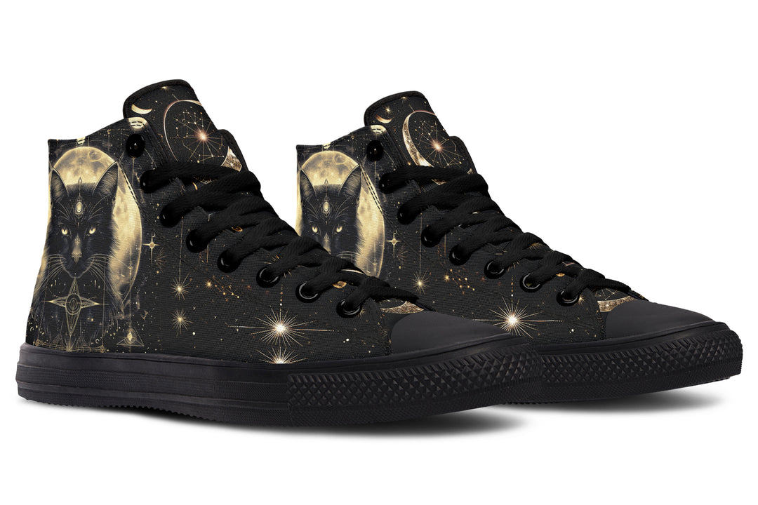 Mystic Cat High Tops - Classic Premium Canvas Shoes with Comfortable and Durable Soles