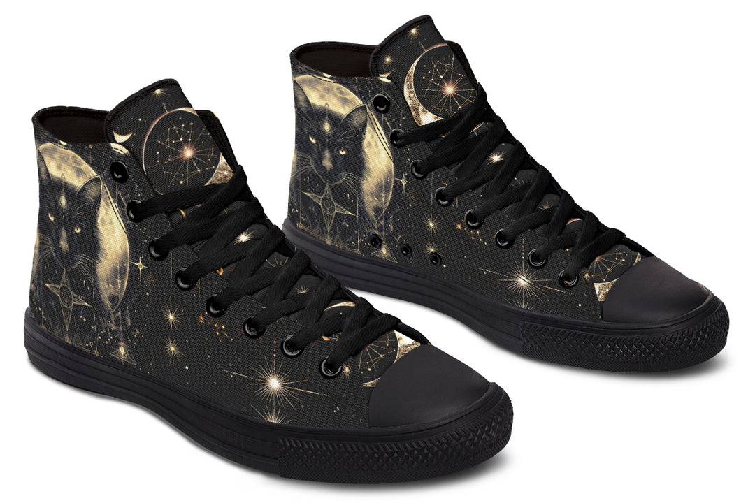 Mystic Cat High Tops - Classic Premium Canvas Shoes with Comfortable and Durable Soles