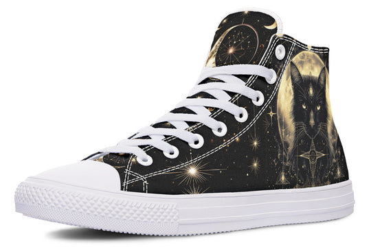 Mystic Cat High Tops - Classic Premium Canvas Shoes with Comfortable and Durable Soles