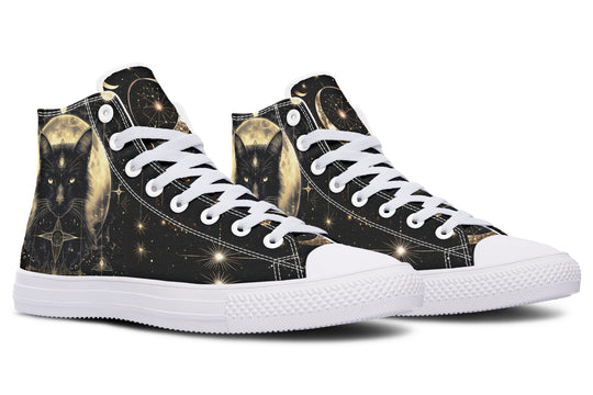 Mystic Cat High Tops - Classic Premium Canvas Shoes with Comfortable and Durable Soles