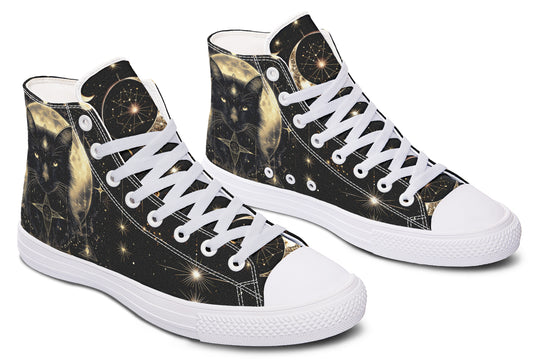 Mystic Cat High Tops - Classic Premium Canvas Shoes with Comfortable and Durable Soles