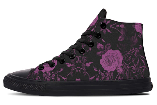 Mystic Rose Romance High Tops - Classic Premium Canvas Shoes with Comfortable and Durable Soles