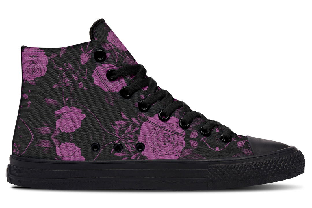 Mystic Rose Romance High Tops - Classic Premium Canvas Shoes with Comfortable and Durable Soles