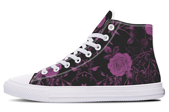 Mystic Rose Romance High Tops - Classic Premium Canvas Shoes with Comfortable and Durable Soles