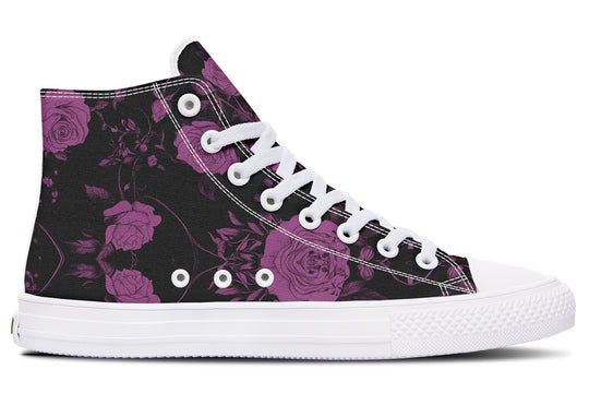 Mystic Rose Romance High Tops - Classic Premium Canvas Shoes with Comfortable and Durable Soles