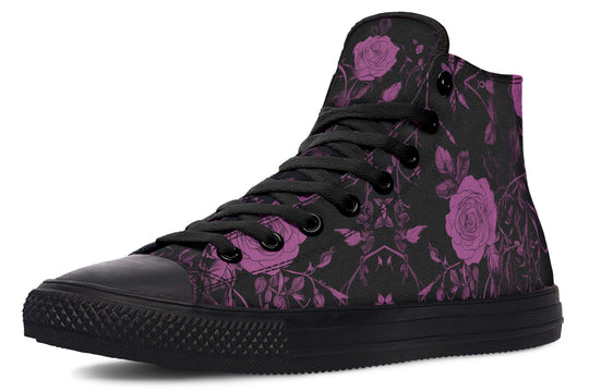 Mystic Rose Romance High Tops - Classic Premium Canvas Shoes with Comfortable and Durable Soles