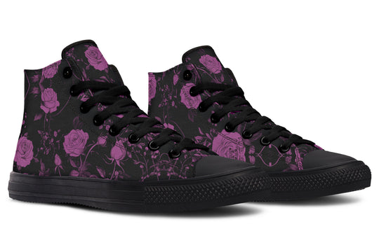 Mystic Rose Romance High Tops - Classic Premium Canvas Shoes with Comfortable and Durable Soles