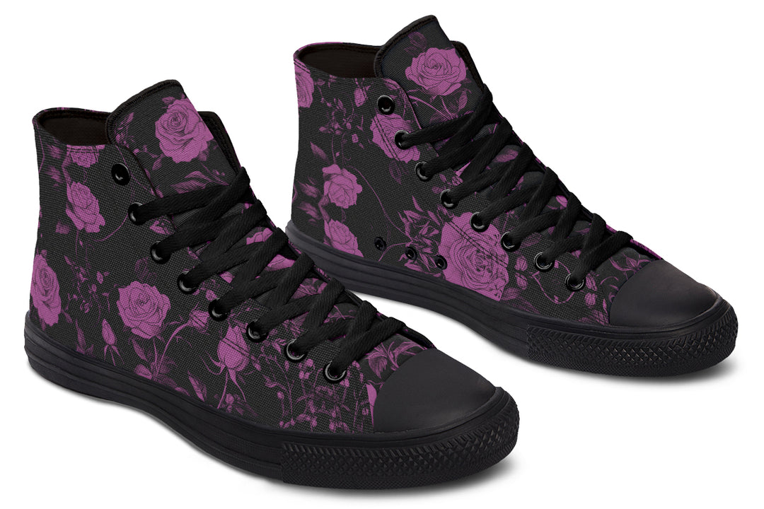 Mystic Rose Romance High Tops - Classic Premium Canvas Shoes with Comfortable and Durable Soles