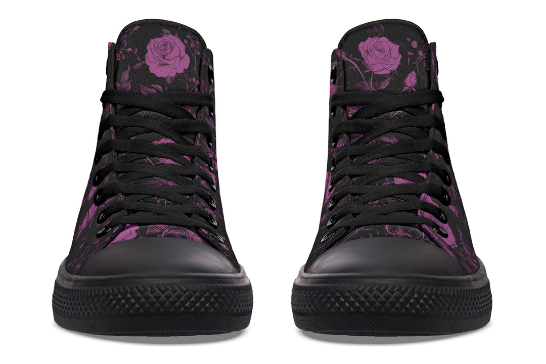 Mystic Rose Romance High Tops - Classic Premium Canvas Shoes with Comfortable and Durable Soles