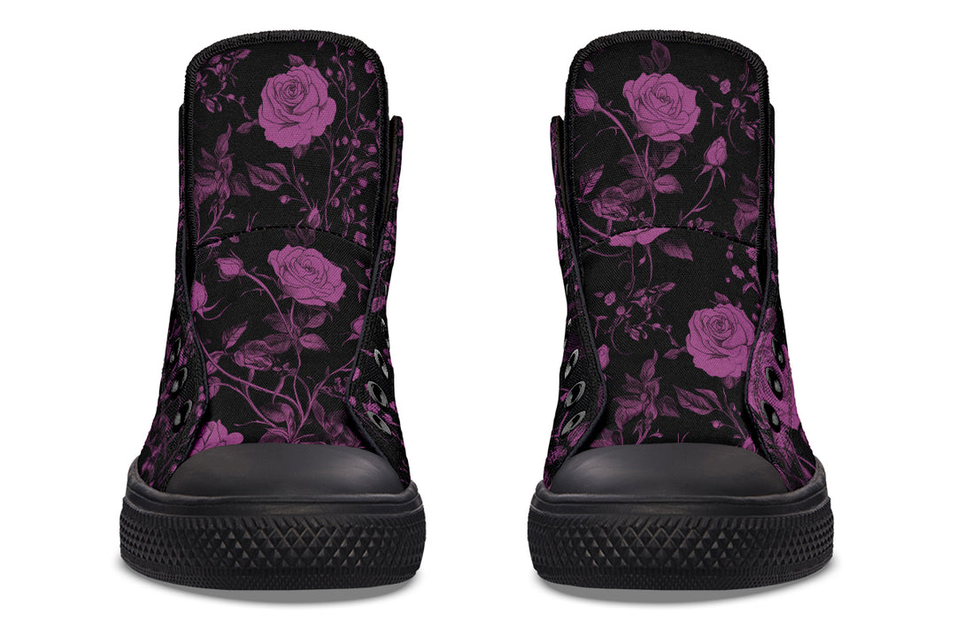 Mystic Rose Romance High Tops - Classic Premium Canvas Shoes with Comfortable and Durable Soles