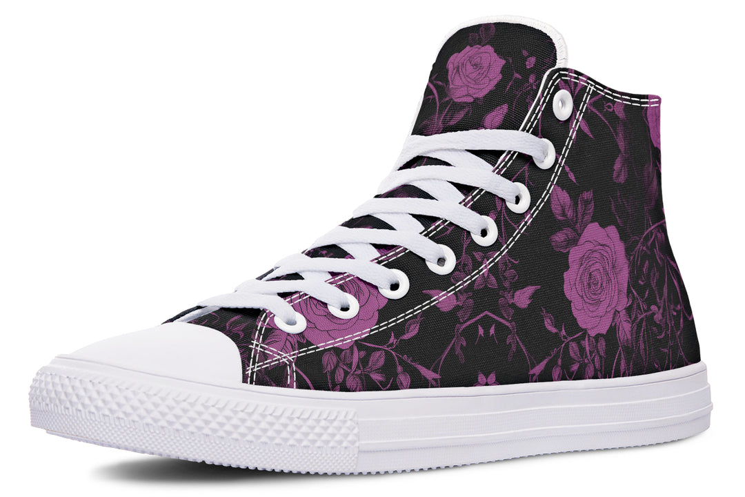 Mystic Rose Romance High Tops - Classic Premium Canvas Shoes with Comfortable and Durable Soles